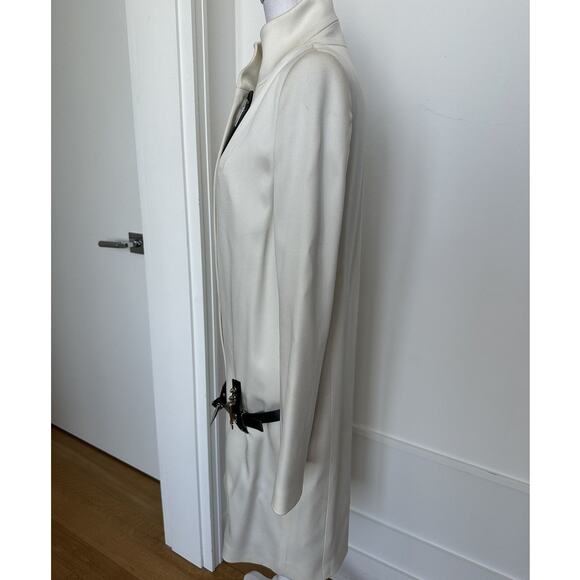 Anthony Vaccarello Hardcore Spike White Midi Coat size FR 36 Black Leather Belt - Picture 13 of 16